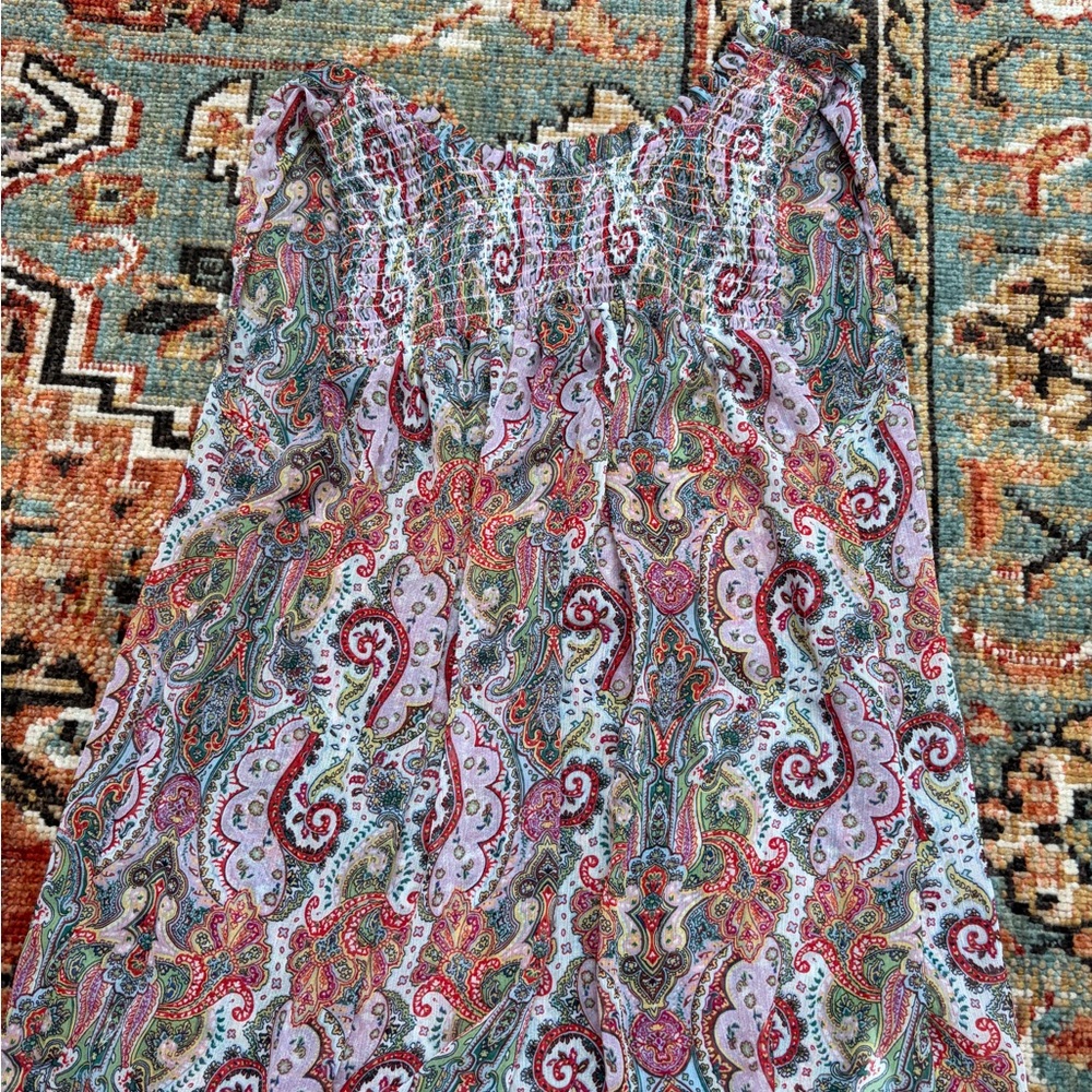 Maison D’Amelie Paisley Print Sleeveless Sheer Top